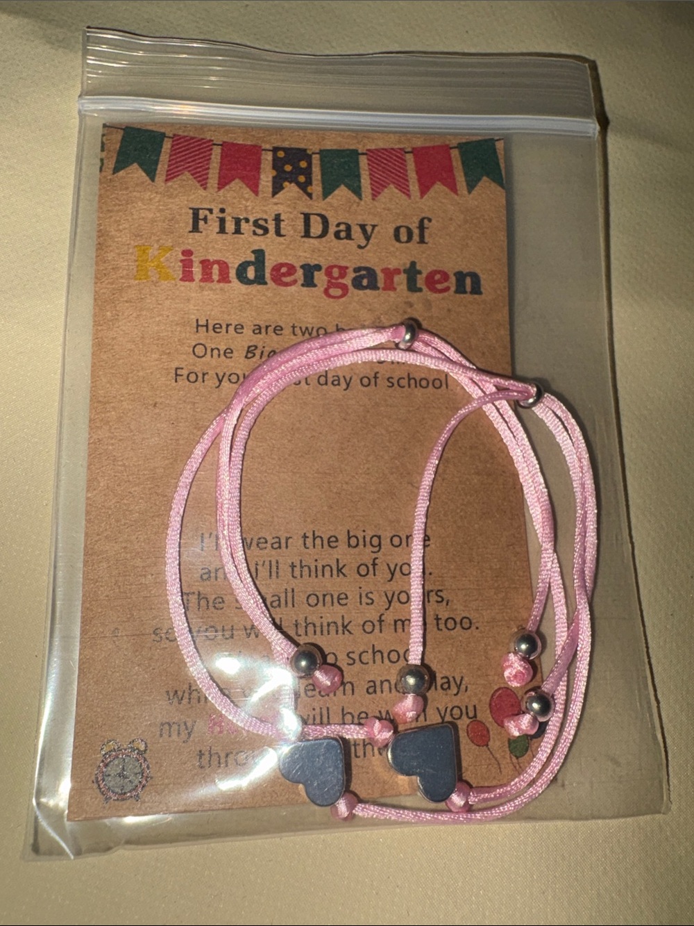 Pink Kids Heart Cord Bracelet Set - Unbranded